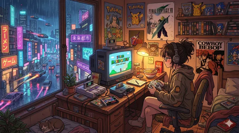 Cozy Anime Lofi Room Illustrations