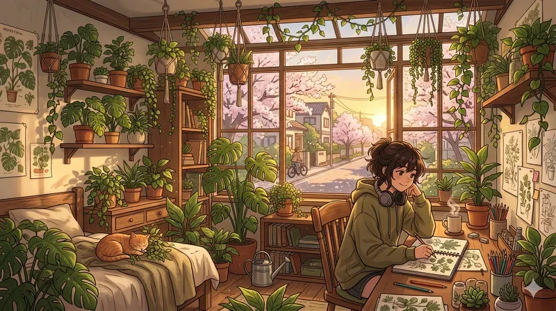 Cozy Anime Lofi Room Illustrations