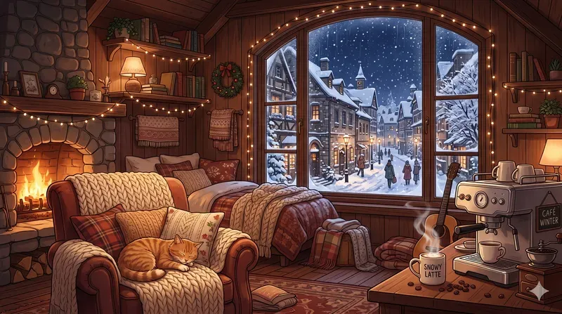 Cozy Anime Lofi Room Illustrations