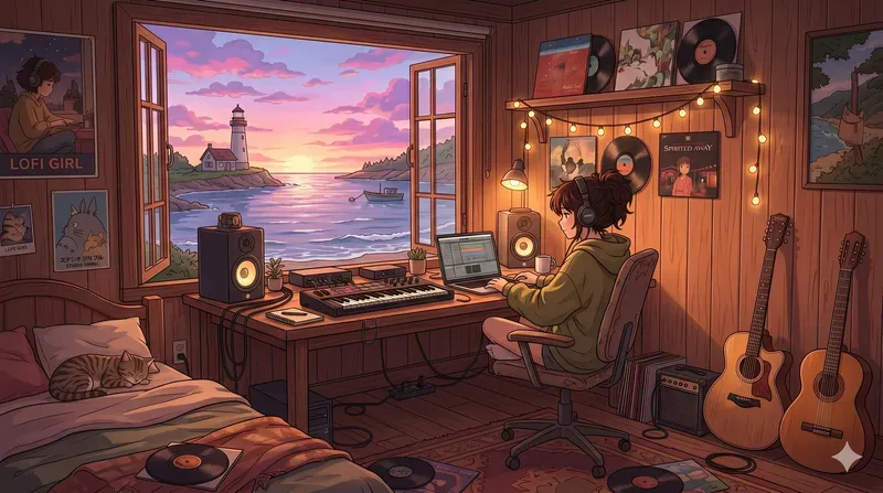 Cozy Anime Lofi Room Illustrations
