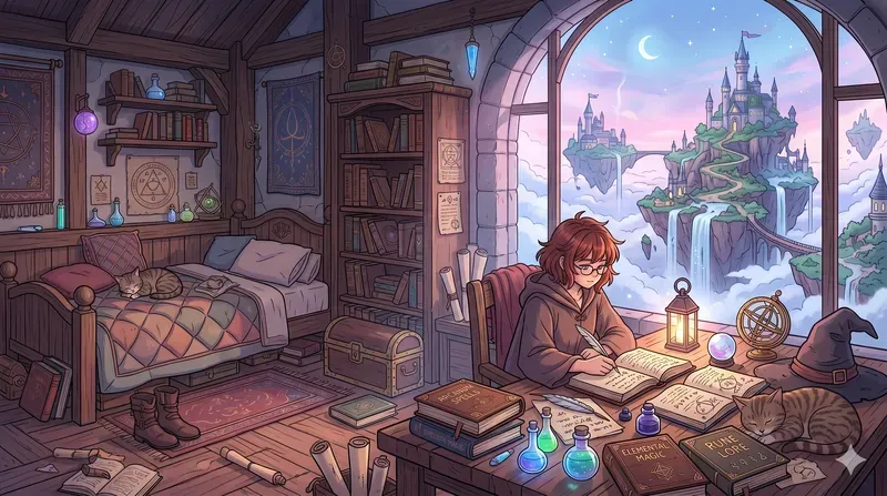 Cozy Anime Lofi Room Illustrations