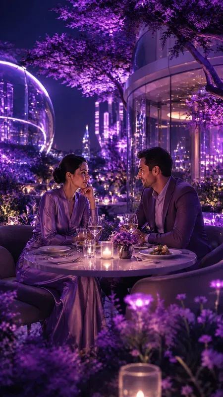 Solarpunk Utopian Purple Daily Lives
