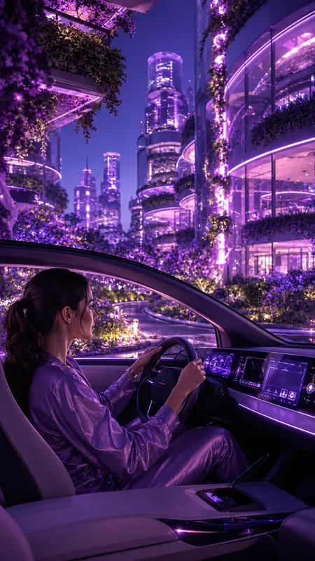 Solarpunk Utopian Purple Daily Lives