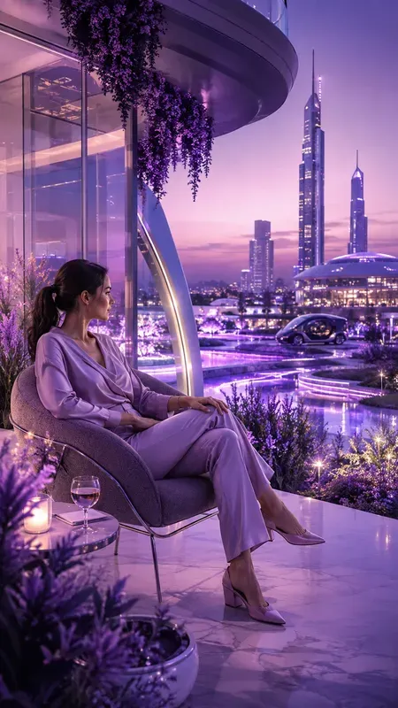 Solarpunk Utopian Purple Daily Lives
