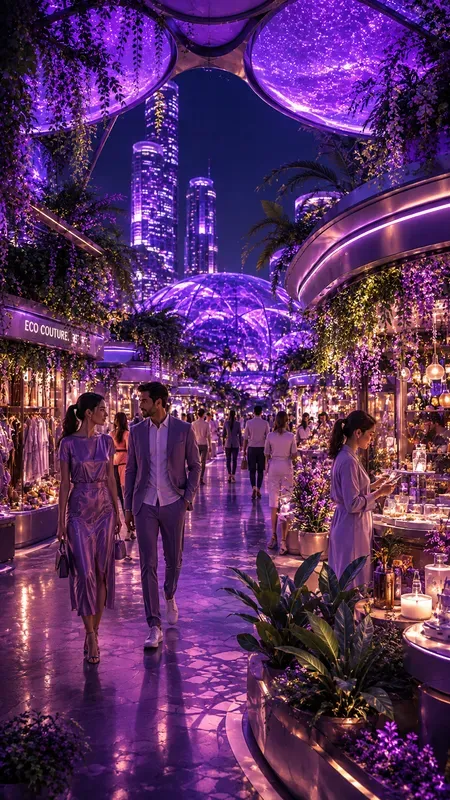 Solarpunk Utopian Purple Daily Lives