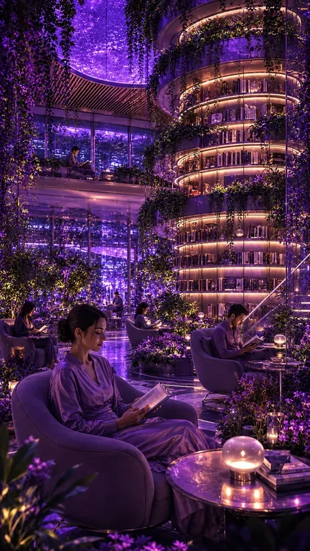 Solarpunk Utopian Purple Daily Lives