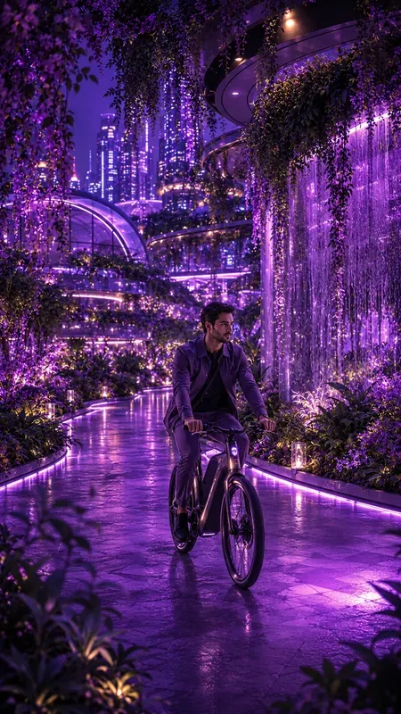 Solarpunk Utopian Purple Daily Lives