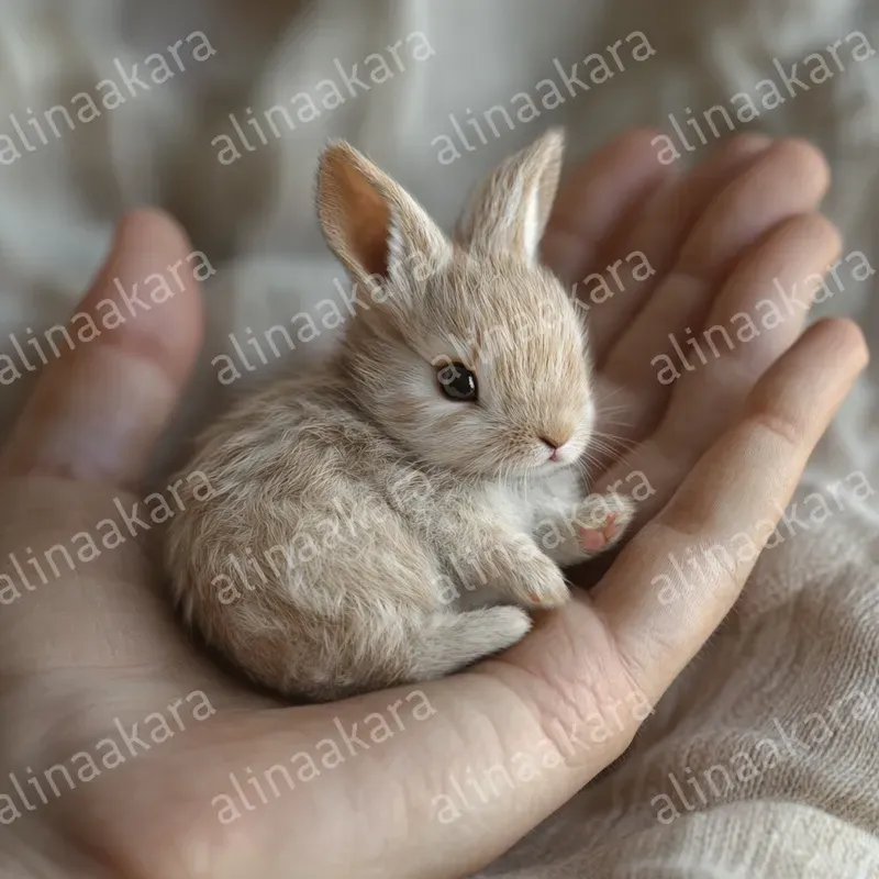 Cute Animal Babies On Palm Of Hand