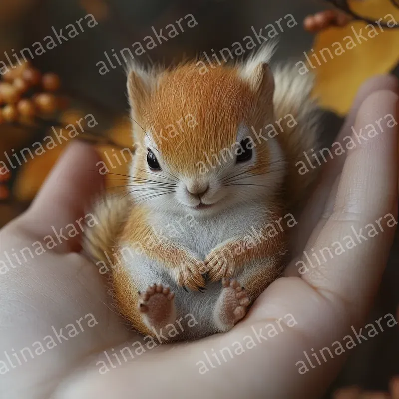 Cute Animal Babies On Palm Of Hand
