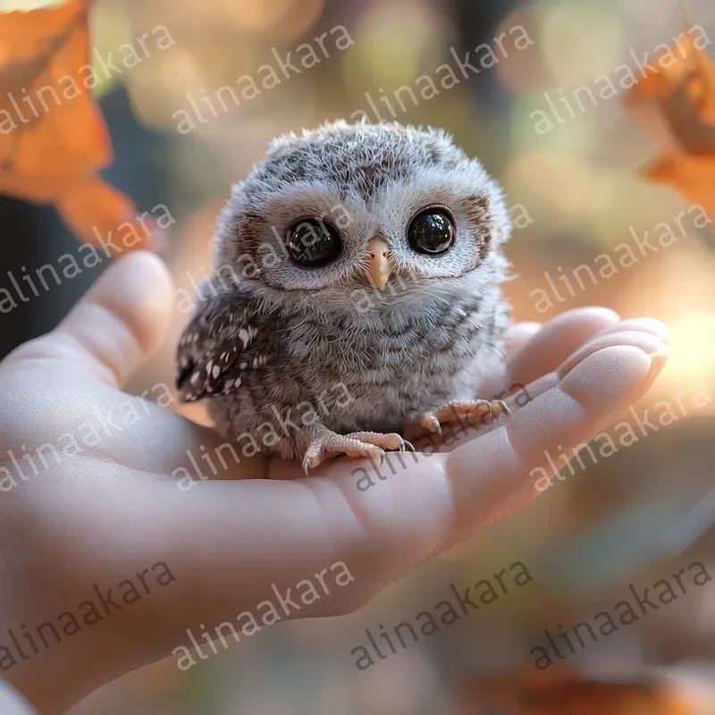 Cute Animal Babies On Palm Of Hand