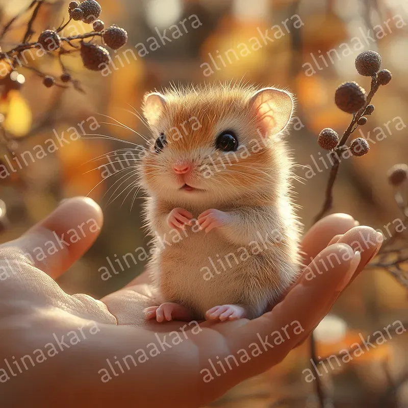 Cute Animal Babies On Palm Of Hand