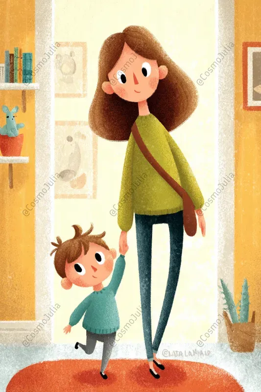 Cute Mothers And Children Clipart