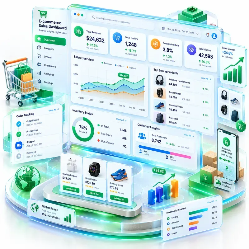 3D Analytics Dashboard 4 Concepts