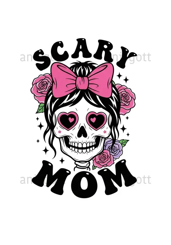 Spooky Mom Tshirt Logo Designs Clipart