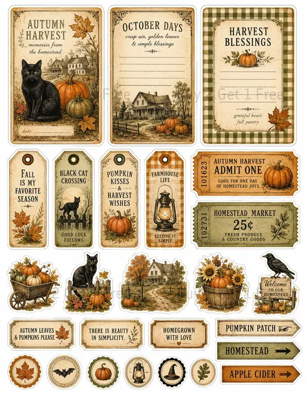 Printable Junk Journal Ephemera Sheets