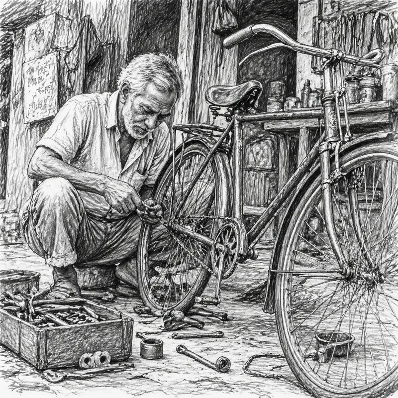 Handdrawn Bicycle Life Sketches