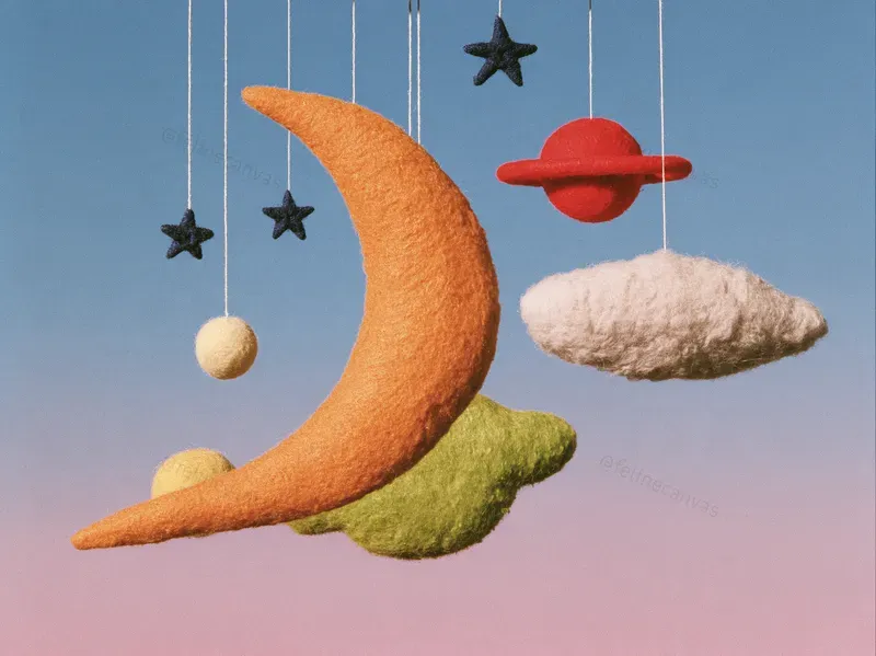Surreal Felt And Wool Collage Art