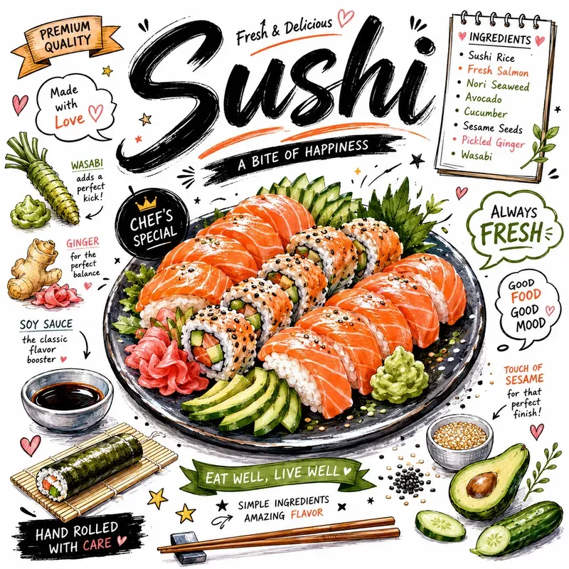 Handdrawn Food Typography Posters