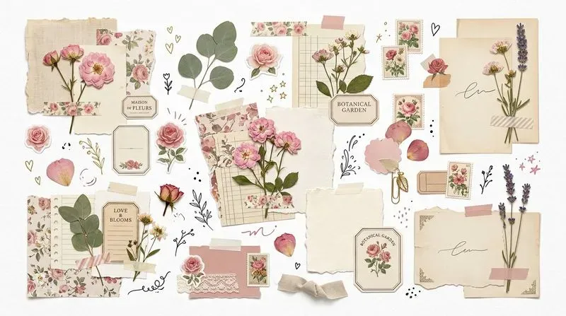 Botanical Scrapbook Collage Kits