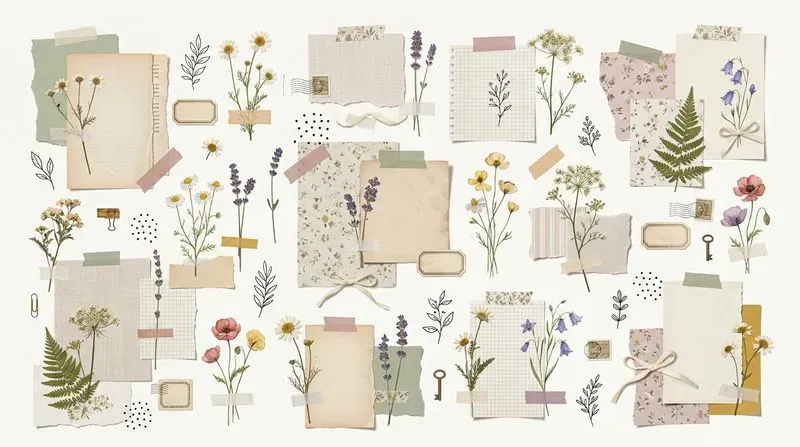 Botanical Scrapbook Collage Kits