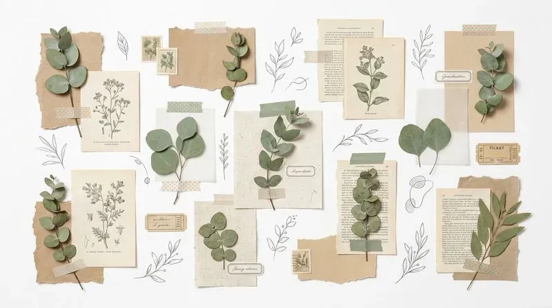 Botanical Scrapbook Collage Kits