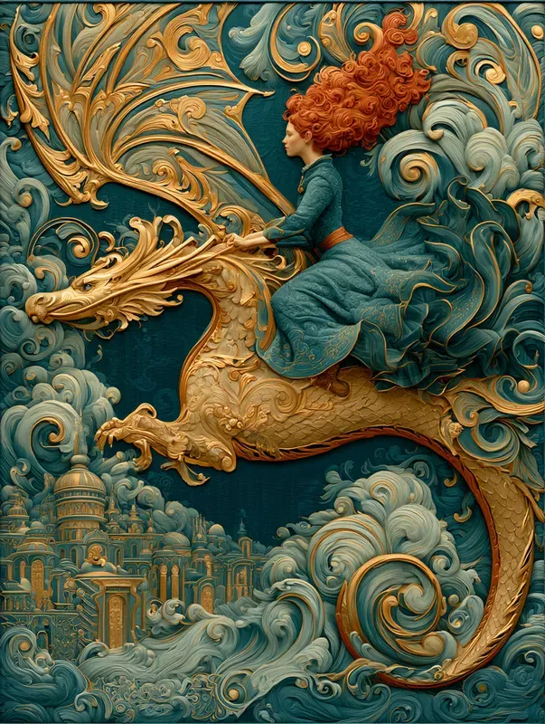 Ornate Tapestry Mixed Media Art