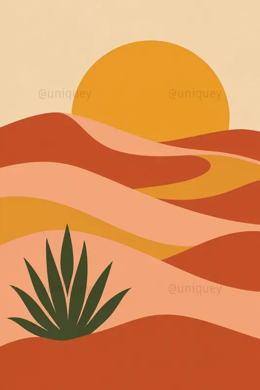 Retro Wavy Boho Landscape Wall Art