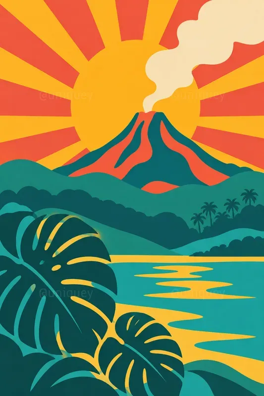 Retro Wavy Boho Landscape Wall Art