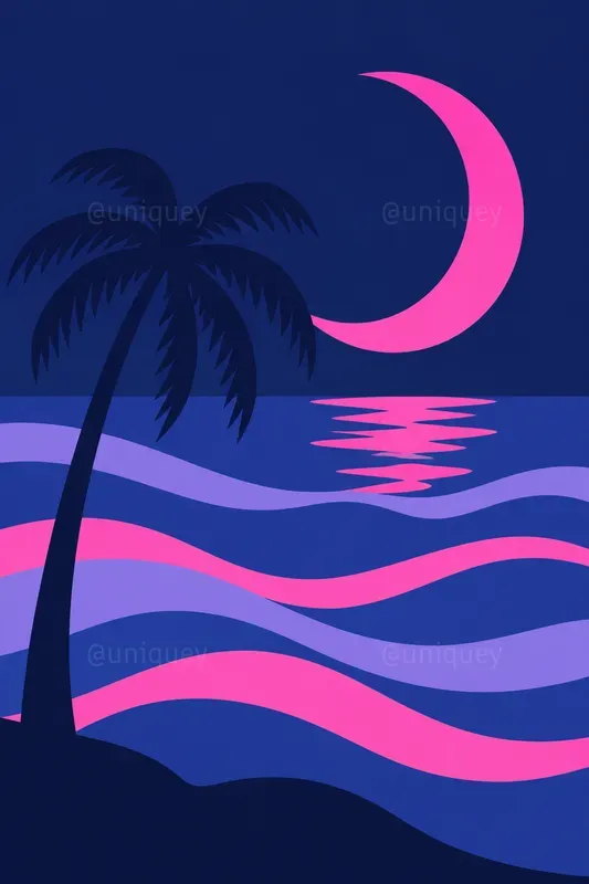 Retro Wavy Boho Landscape Wall Art