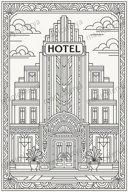 Art Deco Cityscape Coloring Pages