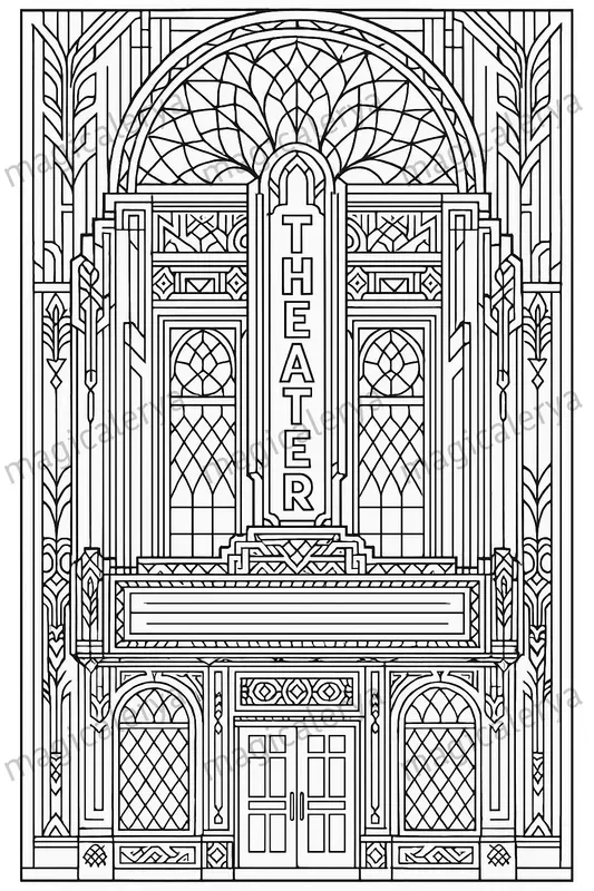 Art Deco Cityscape Coloring Pages