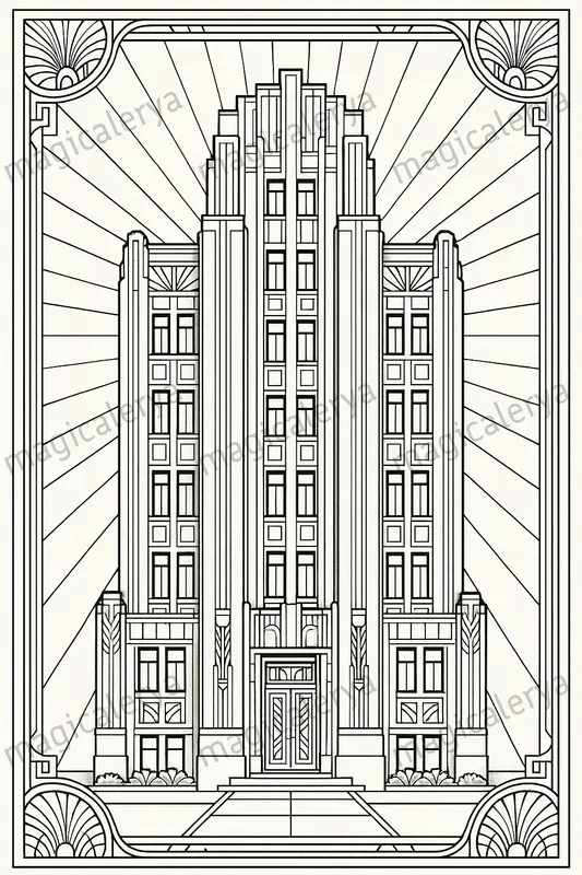 Art Deco Cityscape Coloring Pages