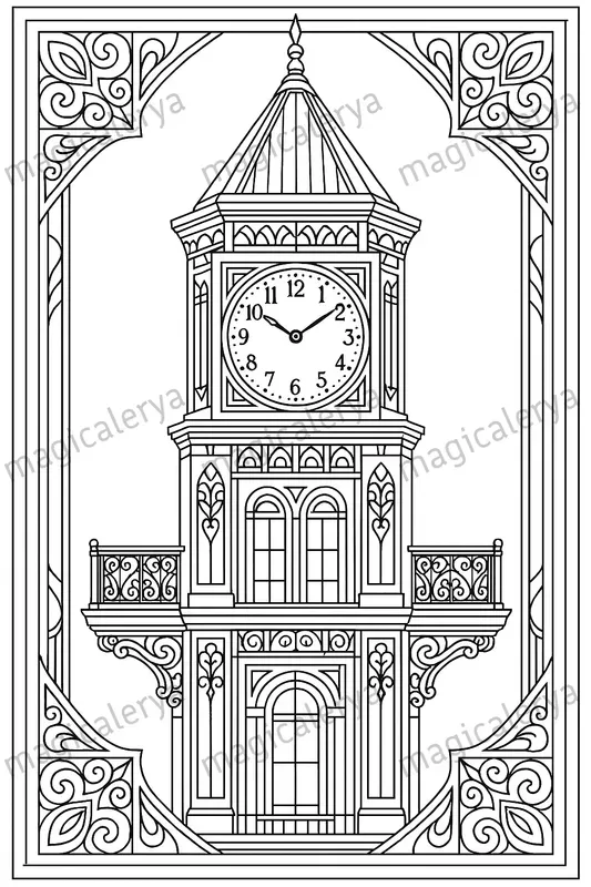Art Deco Cityscape Coloring Pages