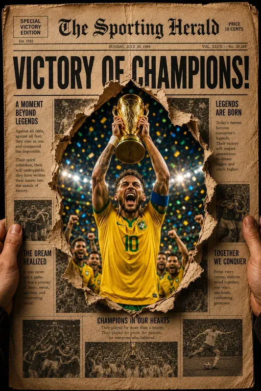 Worldcup Victory Champion Newspaper Art