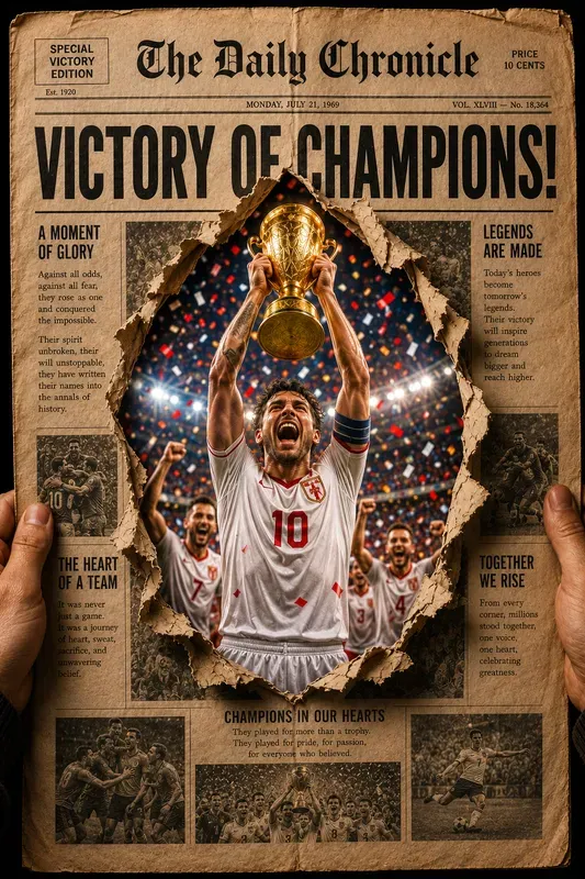Worldcup Victory Champion Newspaper Art