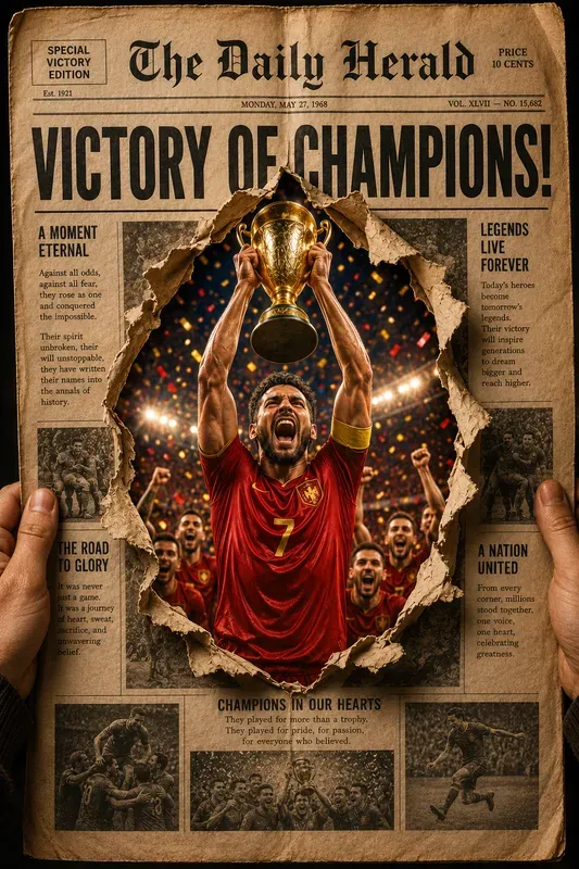 Worldcup Victory Champion Newspaper Art