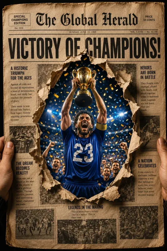 Worldcup Victory Champion Newspaper Art