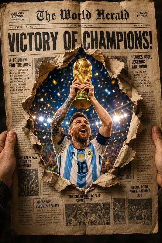 Worldcup Victory Champion Newspaper Art