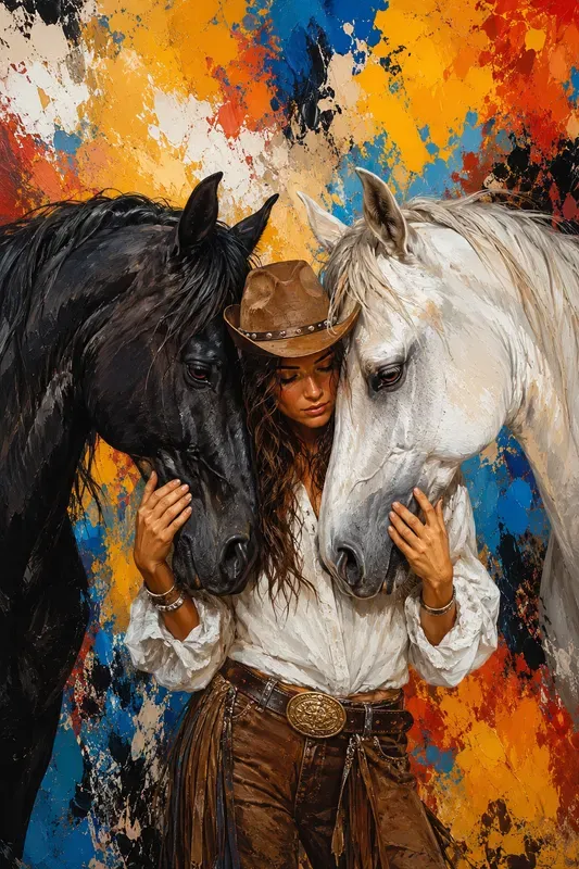 Cow Girl Digital Painterly Illustrations