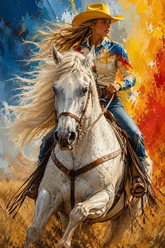 Cow Girl Digital Painterly Illustrations