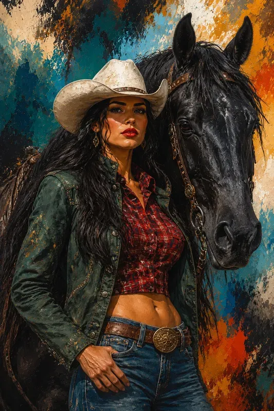 Cow Girl Digital Painterly Illustrations