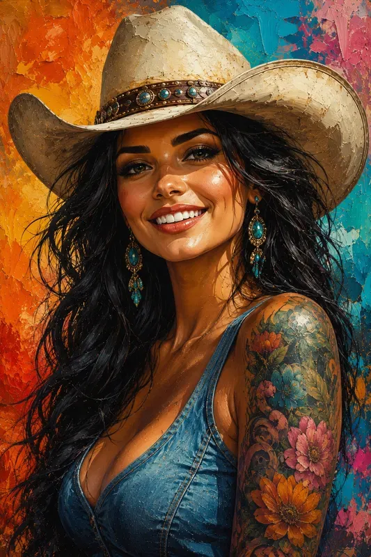 Cow Girl Digital Painterly Illustrations