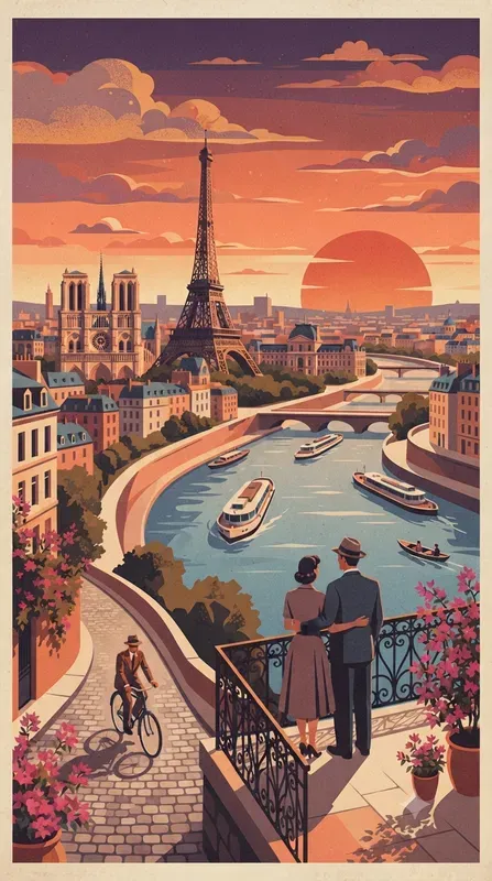 Vintage Travel Poster Style Generator