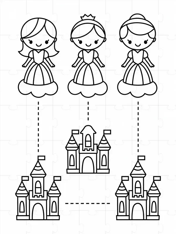 Simple Tracing Matching And Coloring Pages
