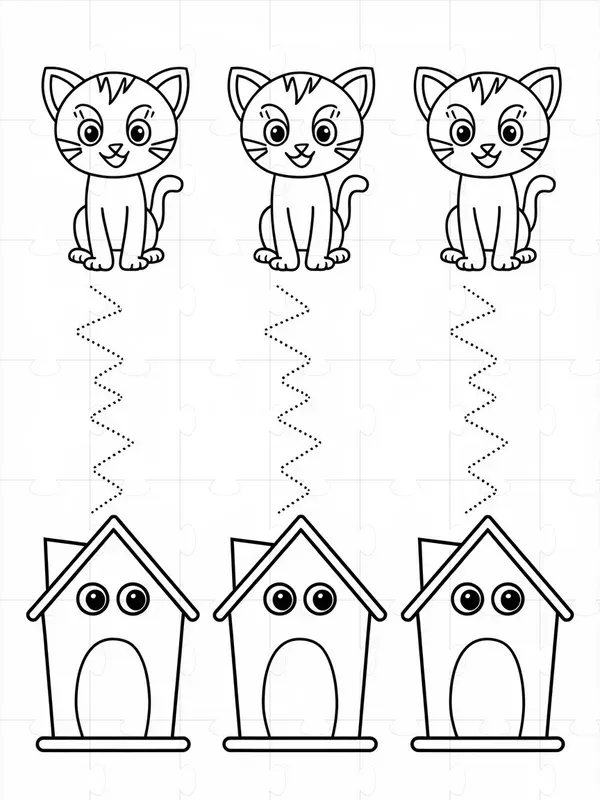Simple Tracing Matching And Coloring Pages