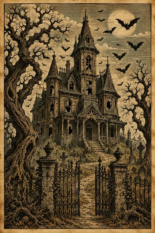 Antique Woodcut Landscape Illustrations