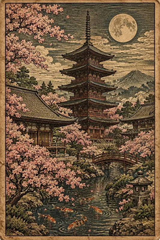 Antique Woodcut Landscape Illustrations