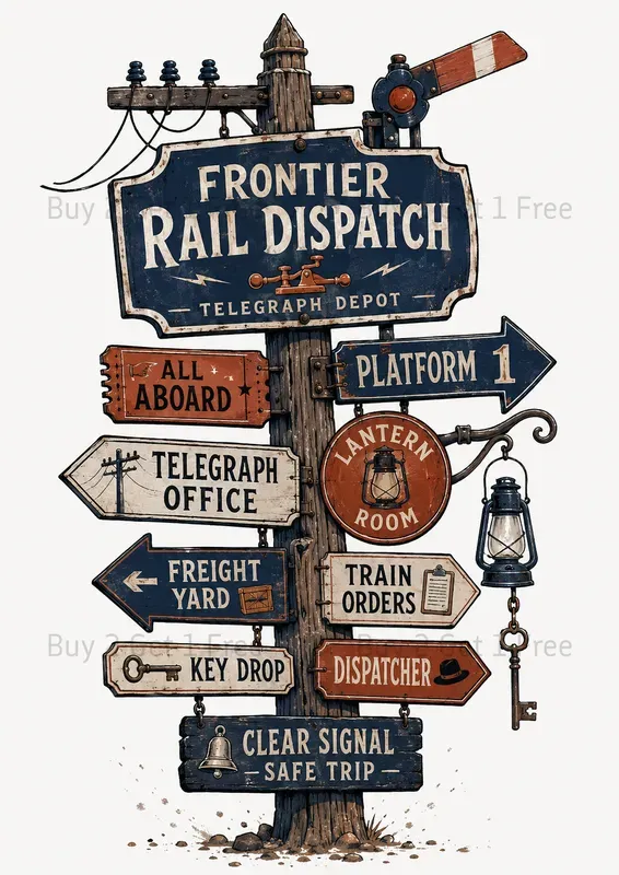 Whimsical Western Signpost Sheets