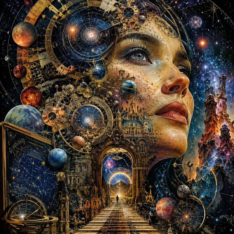 Surreal Goddess City Collage Portraits