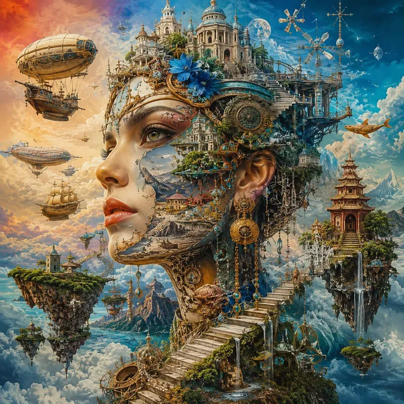 Surreal Goddess City Collage Portraits